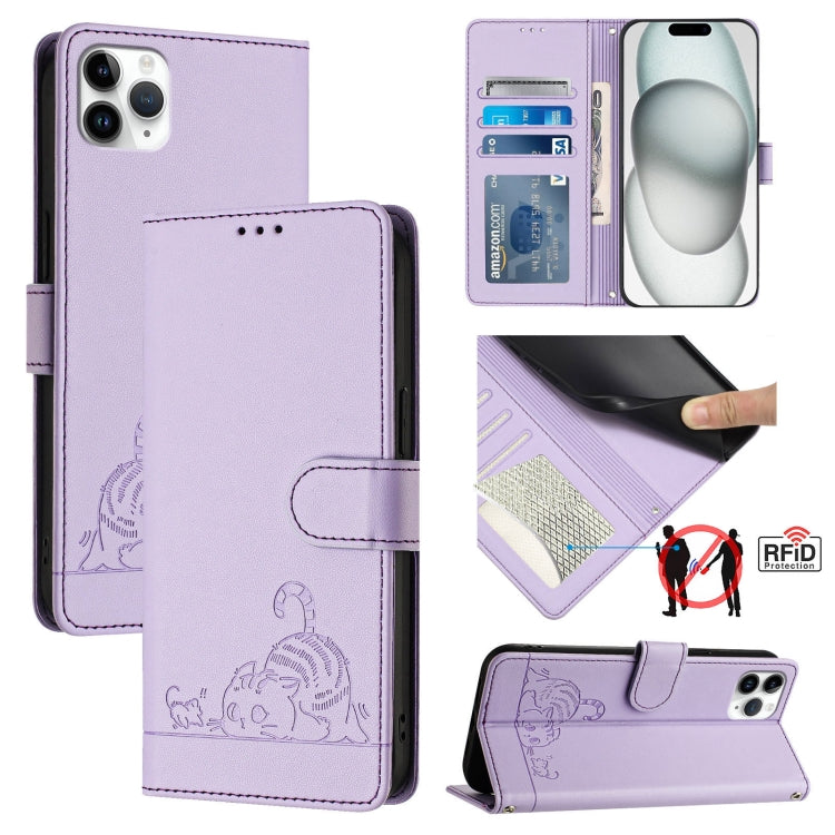 Bao da điện thoại RFID họa tiết nổi mèo chuột có dây đeo, dành cho iPhone 13 mini, iPhone 12/12 Pro, iPhone 12 Pro Max, iPhone 12 mini, iPhone 11 Pro Max, iPhone 11, iPhone 11 Pro, iPhone XS / X