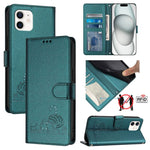 Bao da điện thoại RFID họa tiết nổi mèo chuột có dây đeo, dành cho iPhone 13 mini, iPhone 12/12 Pro, iPhone 12 Pro Max, iPhone 12 mini, iPhone 11 Pro Max, iPhone 11, iPhone 11 Pro, iPhone XS / X