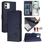 Bao da điện thoại RFID họa tiết nổi mèo chuột có dây đeo, dành cho iPhone 13 mini, iPhone 12/12 Pro, iPhone 12 Pro Max, iPhone 12 mini, iPhone 11 Pro Max, iPhone 11, iPhone 11 Pro, iPhone XS / X
