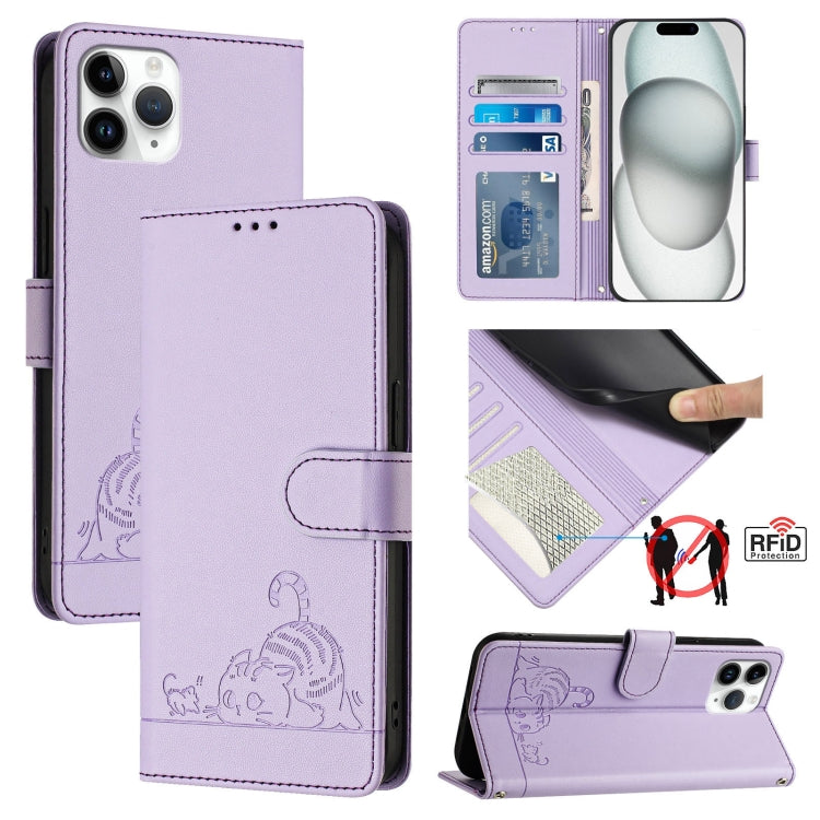 Bao da điện thoại RFID họa tiết nổi mèo chuột có dây đeo, dành cho iPhone 13 mini, iPhone 12/12 Pro, iPhone 12 Pro Max, iPhone 12 mini, iPhone 11 Pro Max, iPhone 11, iPhone 11 Pro, iPhone XS / X