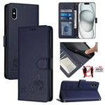 Bao da điện thoại RFID họa tiết nổi mèo chuột có dây đeo, dành cho iPhone 13 mini, iPhone 12/12 Pro, iPhone 12 Pro Max, iPhone 12 mini, iPhone 11 Pro Max, iPhone 11, iPhone 11 Pro, iPhone XS / X