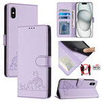 Bao da điện thoại RFID họa tiết nổi mèo chuột có dây đeo, dành cho iPhone 13 mini, iPhone 12/12 Pro, iPhone 12 Pro Max, iPhone 12 mini, iPhone 11 Pro Max, iPhone 11, iPhone 11 Pro, iPhone XS / X