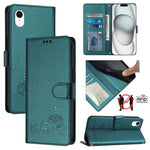 Ốp điện thoại da họa tiết nổi hình mèo chuột có RFID và dây đeo, dành cho iPhone XR, iPhone XS Max, iPhone 8 Plus / 7 Plus