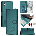 Ốp điện thoại da họa tiết nổi hình mèo chuột có RFID và dây đeo, dành cho iPhone XR, iPhone XS Max, iPhone 8 Plus / 7 Plus