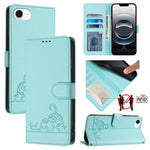 Cat Rat Embossed Pattern RFID Leather Phone Case with Lanyard, For iPhone 17 Pro Max, For iPhone 17 Pro, For iPhone 17, For iPhone Air, For iPhone SE 2024, For iPhone 15 Pro Max, For iPhone 15 Pro, For iPhone 15 Plus