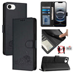 Cat Rat Embossed Pattern RFID Leather Phone Case with Lanyard, For iPhone 17 Pro Max, For iPhone 17 Pro, For iPhone 17, For iPhone Air, For iPhone SE 2024, For iPhone 15 Pro Max, For iPhone 15 Pro, For iPhone 15 Plus