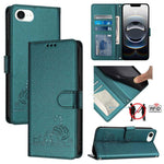 Cat Rat Embossed Pattern RFID Leather Phone Case with Lanyard, For iPhone 17 Pro Max, For iPhone 17 Pro, For iPhone 17, For iPhone Air, For iPhone SE 2024, For iPhone 15 Pro Max, For iPhone 15 Pro, For iPhone 15 Plus