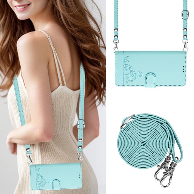 Cat Rat Embossed Pattern RFID Leather Phone Case with Lanyard, For iPhone 17 Pro Max, For iPhone 17 Pro, For iPhone 17, For iPhone Air, For iPhone SE 2024, For iPhone 15 Pro Max, For iPhone 15 Pro, For iPhone 15 Plus