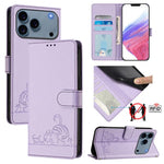 Cat Rat Embossed Pattern RFID Leather Phone Case with Lanyard, For iPhone 17 Pro Max, For iPhone 17 Pro, For iPhone 17, For iPhone Air, For iPhone SE 2024, For iPhone 15 Pro Max, For iPhone 15 Pro, For iPhone 15 Plus