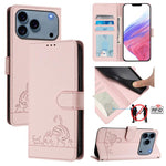 Cat Rat Embossed Pattern RFID Leather Phone Case with Lanyard, For iPhone 17 Pro Max, For iPhone 17 Pro, For iPhone 17, For iPhone Air, For iPhone SE 2024, For iPhone 15 Pro Max, For iPhone 15 Pro, For iPhone 15 Plus