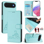 Cat Rat Embossed Pattern RFID Leather Phone Case with Lanyard, For iPhone 17 Pro Max, For iPhone 17 Pro, For iPhone 17, For iPhone Air, For iPhone SE 2024, For iPhone 15 Pro Max, For iPhone 15 Pro, For iPhone 15 Plus