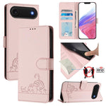 Cat Rat Embossed Pattern RFID Leather Phone Case with Lanyard, For iPhone 17 Pro Max, For iPhone 17 Pro, For iPhone 17, For iPhone Air, For iPhone SE 2024, For iPhone 15 Pro Max, For iPhone 15 Pro, For iPhone 15 Plus