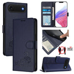 Cat Rat Embossed Pattern RFID Leather Phone Case with Lanyard, For iPhone 17 Pro Max, For iPhone 17 Pro, For iPhone 17, For iPhone Air, For iPhone SE 2024, For iPhone 15 Pro Max, For iPhone 15 Pro, For iPhone 15 Plus
