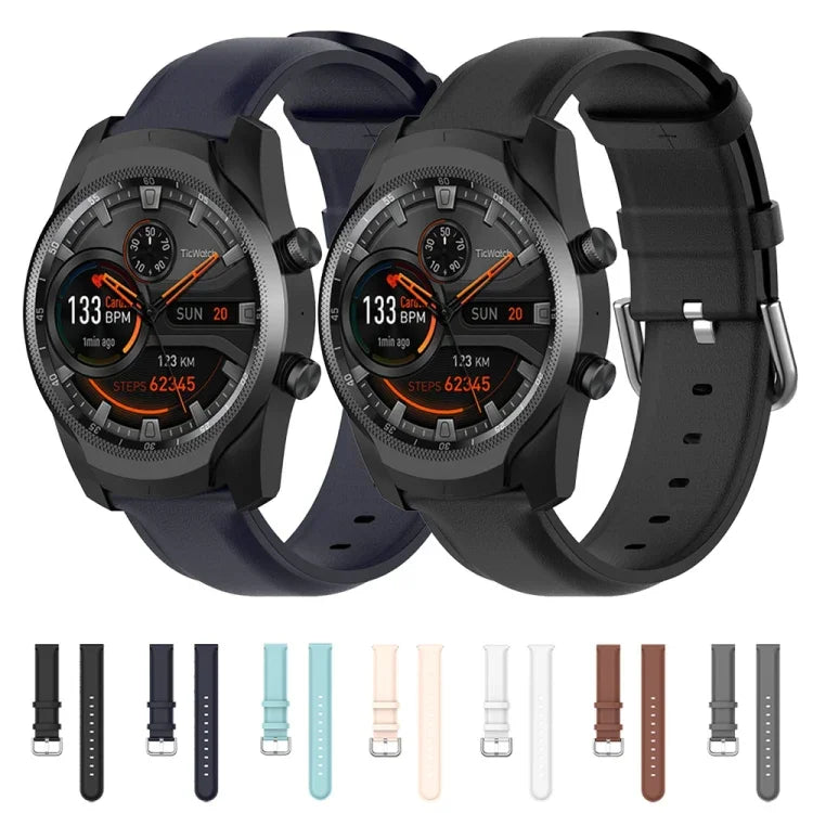 Dây da 22mm với khóa đuôi tròn, Dành cho Ticwatch Pro 2020, Dành cho Huawei Watch GT2E, Dành cho Samsung Galaxy Watch 3 45mm