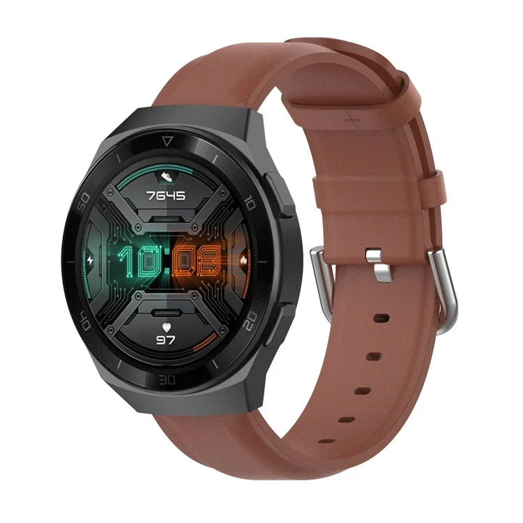 Dây da 22mm với khóa đuôi tròn, Dành cho Ticwatch Pro 2020, Dành cho Huawei Watch GT2E, Dành cho Samsung Galaxy Watch 3 45mm