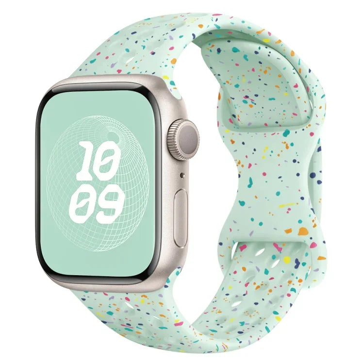 Dây đồng hồ silicone kiểu khóa bướm có lỗ họa tiết ngụy trang, Dành cho Apple Watch Series 10 46mm, Dành cho Apple Watch Series 10 42mm, Dành cho Apple Watch SE 2023 44mm, Dành cho Apple Watch SE 2023 40mm