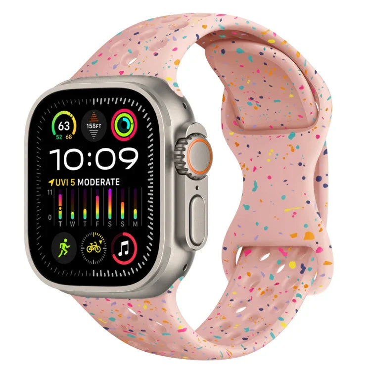 Dây đồng hồ silicone kiểu khóa bướm có lỗ họa tiết ngụy trang, Dành cho Apple Watch Ultra 2 49mm, Dành cho Apple Watch Series 9 45mm, Dành cho Apple Watch Series 9 41mm, Dành cho Apple Watch Ultra 49mm