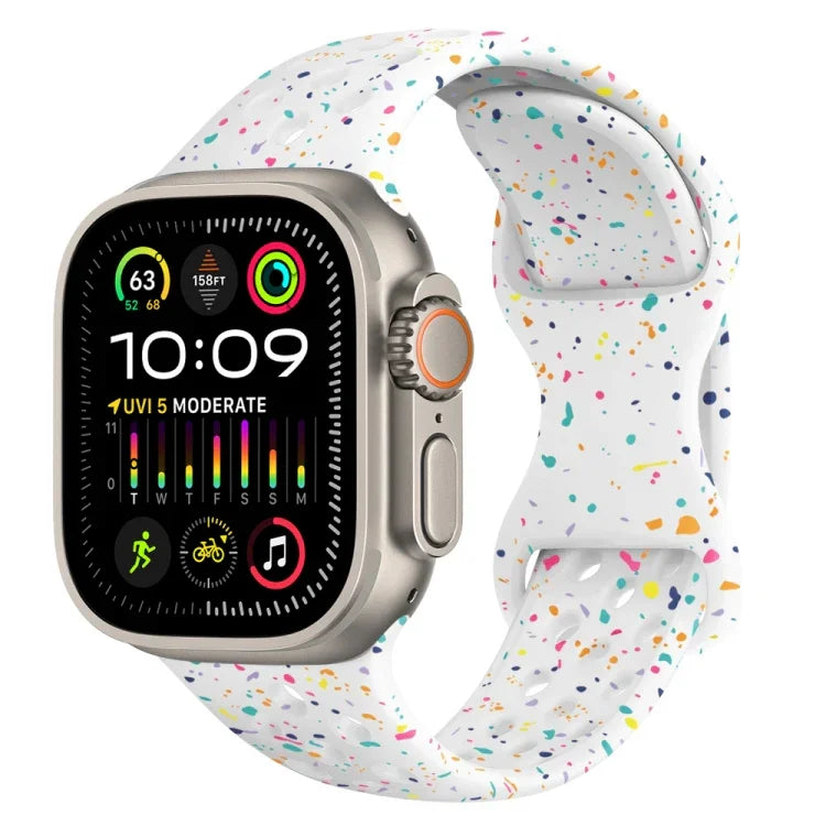 Dây đồng hồ silicone kiểu khóa bướm có lỗ họa tiết ngụy trang, Dành cho Apple Watch Ultra 2 49mm, Dành cho Apple Watch Series 9 45mm, Dành cho Apple Watch Series 9 41mm, Dành cho Apple Watch Ultra 49mm