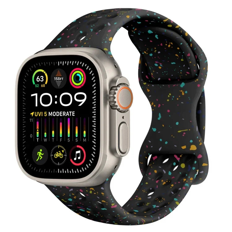 Dây đồng hồ silicone kiểu khóa bướm có lỗ họa tiết ngụy trang, Dành cho Apple Watch Ultra 2 49mm, Dành cho Apple Watch Series 9 45mm, Dành cho Apple Watch Series 9 41mm, Dành cho Apple Watch Ultra 49mm