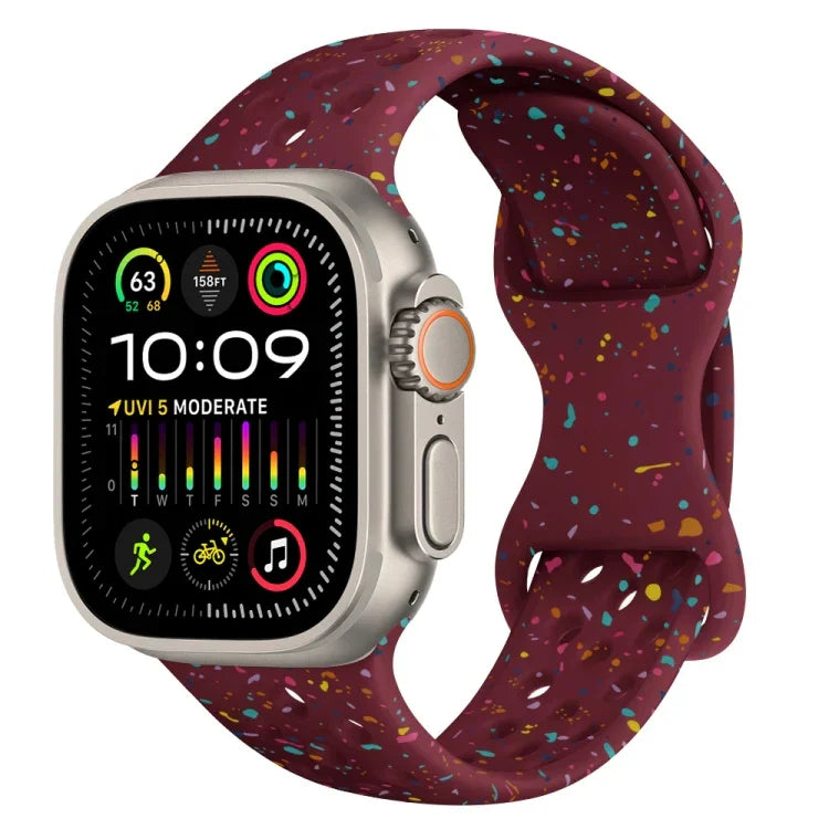 Dây đồng hồ silicone kiểu khóa bướm có lỗ họa tiết ngụy trang, Dành cho Apple Watch Ultra 2 49mm, Dành cho Apple Watch Series 9 45mm, Dành cho Apple Watch Series 9 41mm, Dành cho Apple Watch Ultra 49mm