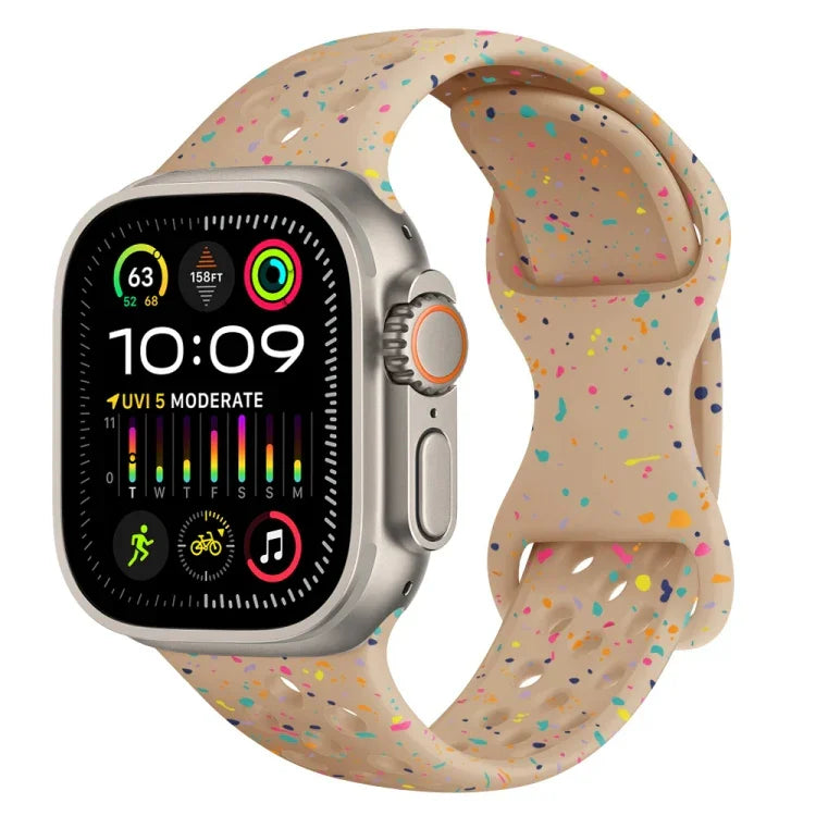 Dây đồng hồ silicone kiểu khóa bướm có lỗ họa tiết ngụy trang, Dành cho Apple Watch Ultra 2 49mm, Dành cho Apple Watch Series 9 45mm, Dành cho Apple Watch Series 9 41mm, Dành cho Apple Watch Ultra 49mm