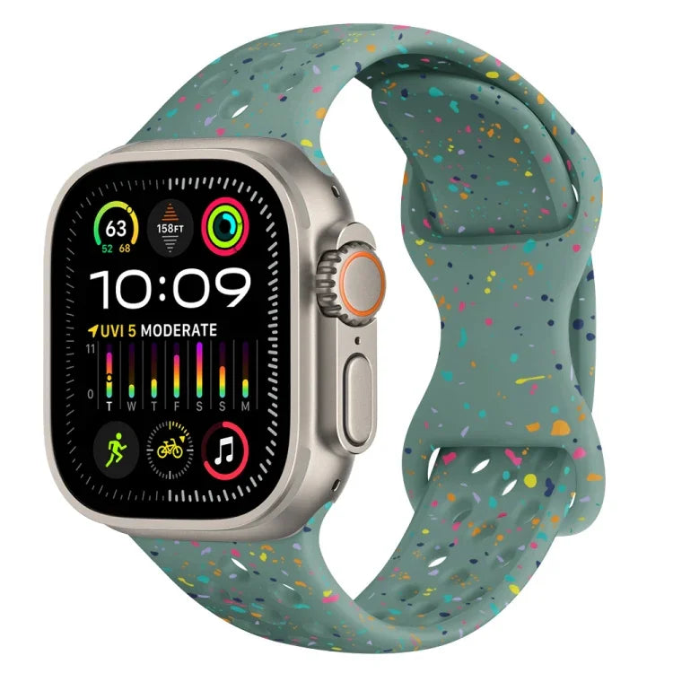 Dây đồng hồ silicone kiểu khóa bướm có lỗ họa tiết ngụy trang, Dành cho Apple Watch Ultra 2 49mm, Dành cho Apple Watch Series 9 45mm, Dành cho Apple Watch Series 9 41mm, Dành cho Apple Watch Ultra 49mm