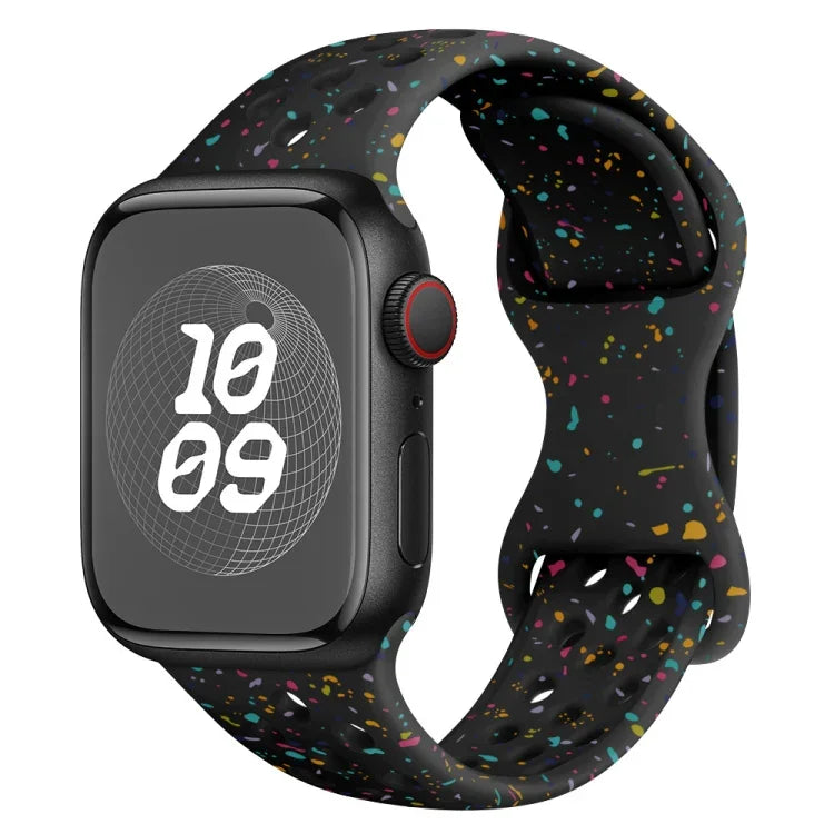 Dây đồng hồ silicone kiểu khóa bướm có lỗ họa tiết ngụy trang, Dành cho Apple Watch Series 4 44mm, Dành cho Apple Watch Series 4 40mm, Dành cho Apple Watch Series 3 38mm, Dành cho Apple Watch Series 3 42mm