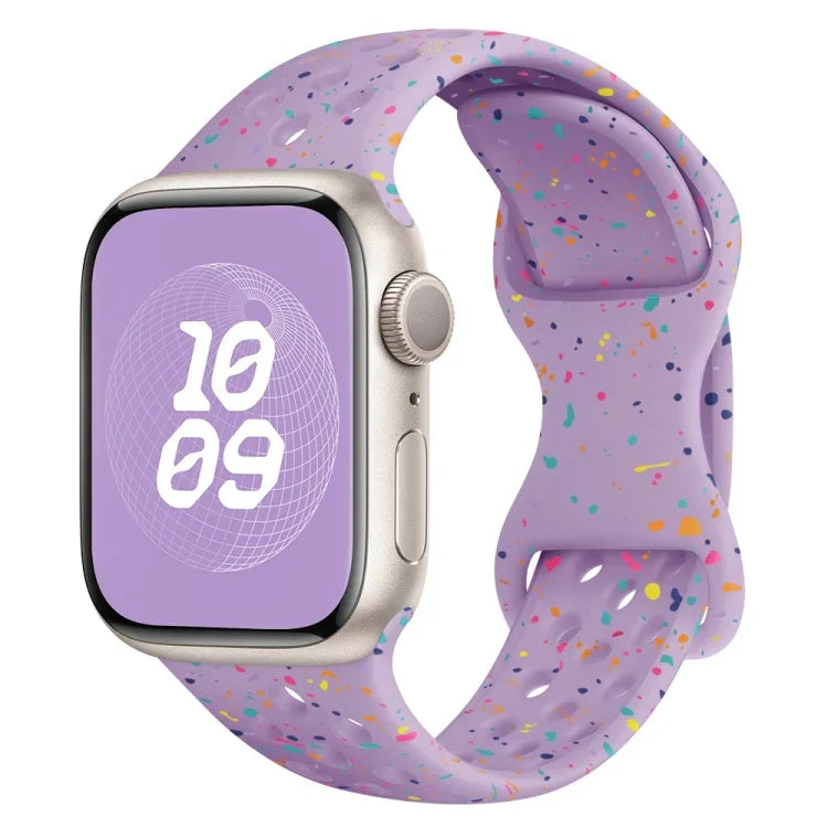 Dây đồng hồ silicone kiểu khóa bướm có lỗ họa tiết ngụy trang, Dành cho Apple Watch Series 4 44mm, Dành cho Apple Watch Series 4 40mm, Dành cho Apple Watch Series 3 38mm, Dành cho Apple Watch Series 3 42mm