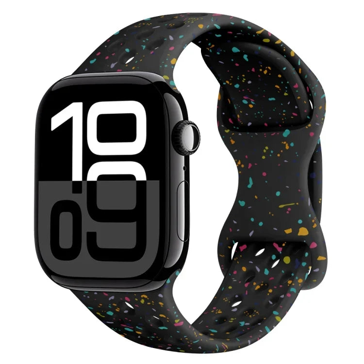 Dây đồng hồ silicone kiểu khóa bướm có lỗ họa tiết ngụy trang, Dành cho Apple Watch Series 10 46mm, Dành cho Apple Watch Series 10 42mm, Dành cho Apple Watch SE 2023 44mm, Dành cho Apple Watch SE 2023 40mm