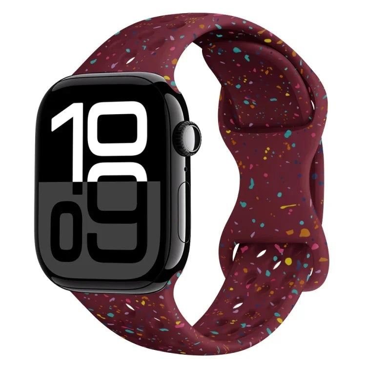 Dây đồng hồ silicone kiểu khóa bướm có lỗ họa tiết ngụy trang, Dành cho Apple Watch Series 10 46mm, Dành cho Apple Watch Series 10 42mm, Dành cho Apple Watch SE 2023 44mm, Dành cho Apple Watch SE 2023 40mm