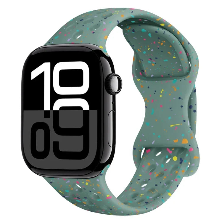 Dây đồng hồ silicone kiểu khóa bướm có lỗ họa tiết ngụy trang, Dành cho Apple Watch Series 10 46mm, Dành cho Apple Watch Series 10 42mm, Dành cho Apple Watch SE 2023 44mm, Dành cho Apple Watch SE 2023 40mm