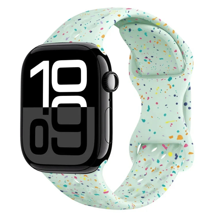 Dây đồng hồ silicone kiểu khóa bướm có lỗ họa tiết ngụy trang, Dành cho Apple Watch Series 10 46mm, Dành cho Apple Watch Series 10 42mm, Dành cho Apple Watch SE 2023 44mm, Dành cho Apple Watch SE 2023 40mm
