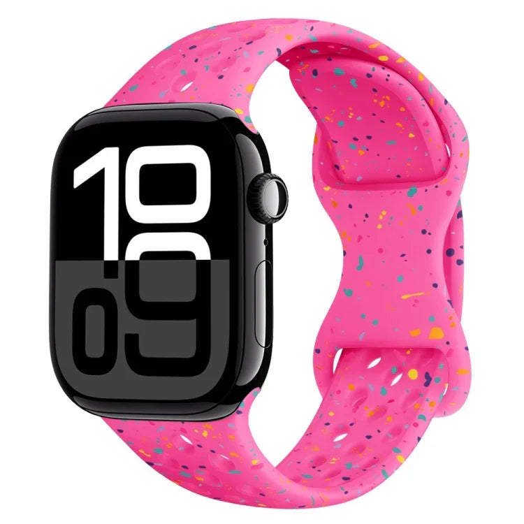 Dây đồng hồ silicone kiểu khóa bướm có lỗ họa tiết ngụy trang, Dành cho Apple Watch Series 10 46mm, Dành cho Apple Watch Series 10 42mm, Dành cho Apple Watch SE 2023 44mm, Dành cho Apple Watch SE 2023 40mm