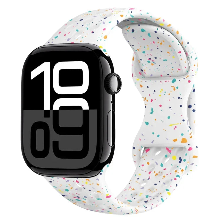 Dây đồng hồ silicone kiểu khóa bướm có lỗ họa tiết ngụy trang, Dành cho Apple Watch Series 10 46mm, Dành cho Apple Watch Series 10 42mm, Dành cho Apple Watch SE 2023 44mm, Dành cho Apple Watch SE 2023 40mm