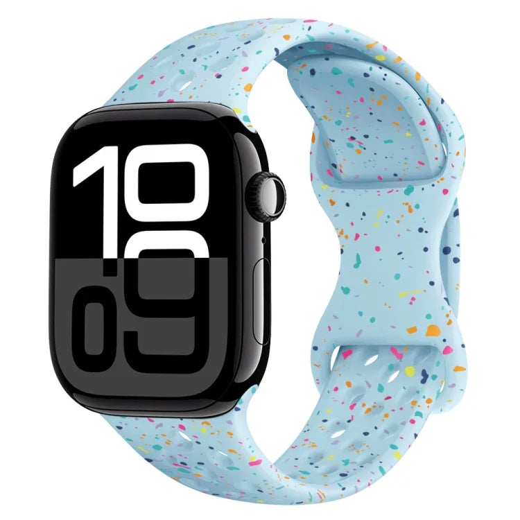 Dây đồng hồ silicone kiểu khóa bướm có lỗ họa tiết ngụy trang, Dành cho Apple Watch Series 10 46mm, Dành cho Apple Watch Series 10 42mm, Dành cho Apple Watch SE 2023 44mm, Dành cho Apple Watch SE 2023 40mm