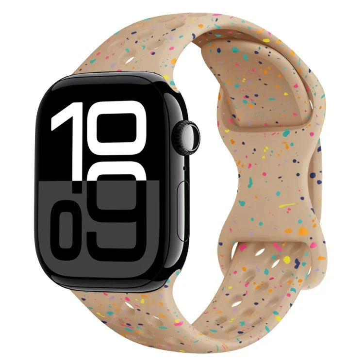 Dây đồng hồ silicone kiểu khóa bướm có lỗ họa tiết ngụy trang, Dành cho Apple Watch Series 10 46mm, Dành cho Apple Watch Series 10 42mm, Dành cho Apple Watch SE 2023 44mm, Dành cho Apple Watch SE 2023 40mm