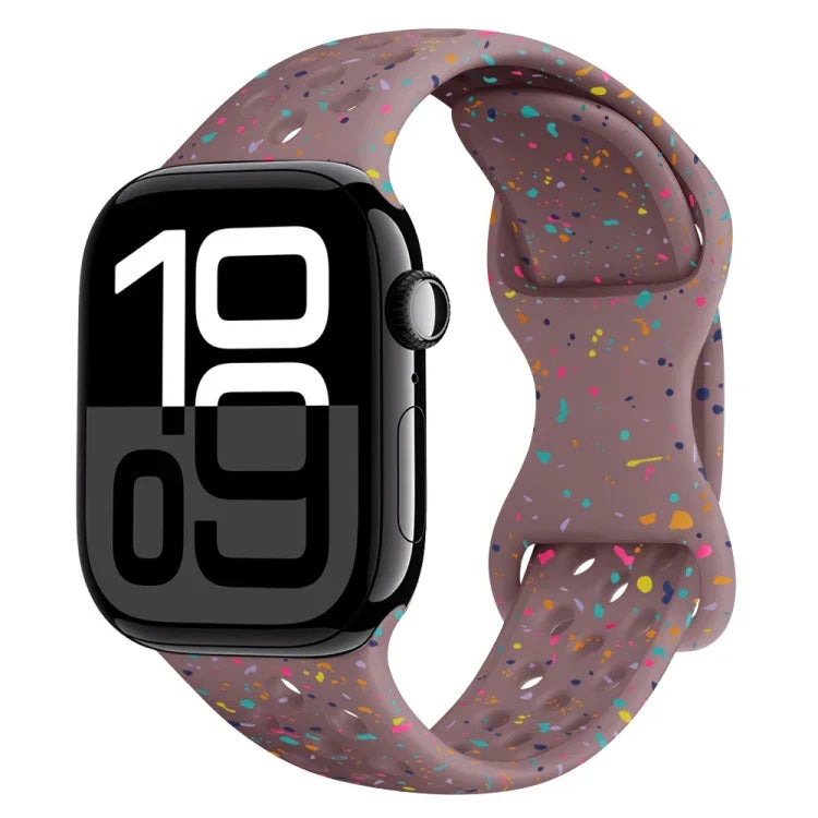 Dây đồng hồ silicone kiểu khóa bướm có lỗ họa tiết ngụy trang, Dành cho Apple Watch Series 10 46mm, Dành cho Apple Watch Series 10 42mm, Dành cho Apple Watch SE 2023 44mm, Dành cho Apple Watch SE 2023 40mm