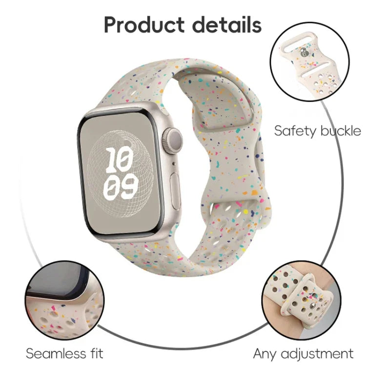 Dây đồng hồ silicone kiểu khóa bướm có lỗ họa tiết ngụy trang, Dành cho Apple Watch Series 6 40mm, Dành cho Apple Watch Series 6 44mm, Dành cho Apple Watch Series 5 44mm, Dành cho Apple Watch Series 5 40mm
