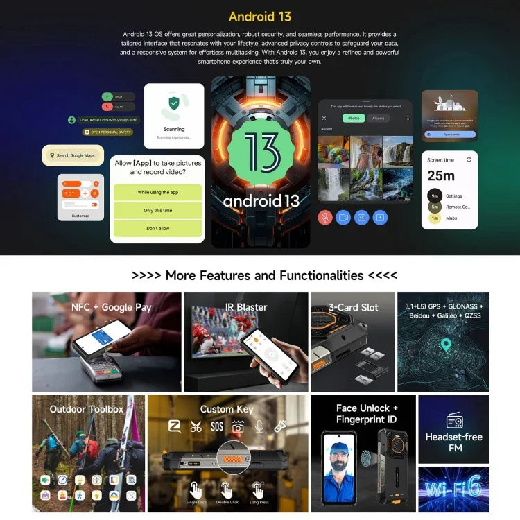 Ulefone Armor 26 Ultra Điện thoại bền bỉ, Màn hình 6.78 inch Android 13 MediaTek Dimensity 8020 Octa Core, Mạng: 5G, NFC, 12GB+512GB