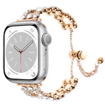 Rhinestone Metal Bracelet Watch Band, For Apple Watch SE 2023 44mm, For Apple Watch SE 2023 40mm, For Apple Watch Ultra 2 49mm, For Apple Watch Series 9 45mm, For Apple Watch Series 9 41mm, For Apple Watch Ultra 49mm, For Apple Watch Series 8 41mm     ...