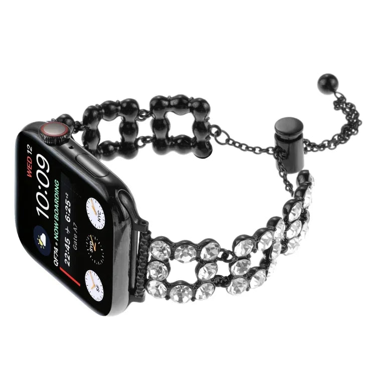 Dây đồng hồ vòng tay kim loại đính đá Rhinestone, Dành cho Apple Watch 42mm, Dành cho Apple Watch 38mm