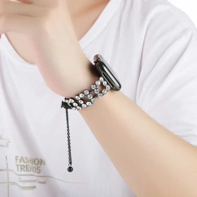 Dây đồng hồ vòng tay kim loại đính đá Rhinestone, Dành cho Apple Watch 42mm, Dành cho Apple Watch 38mm