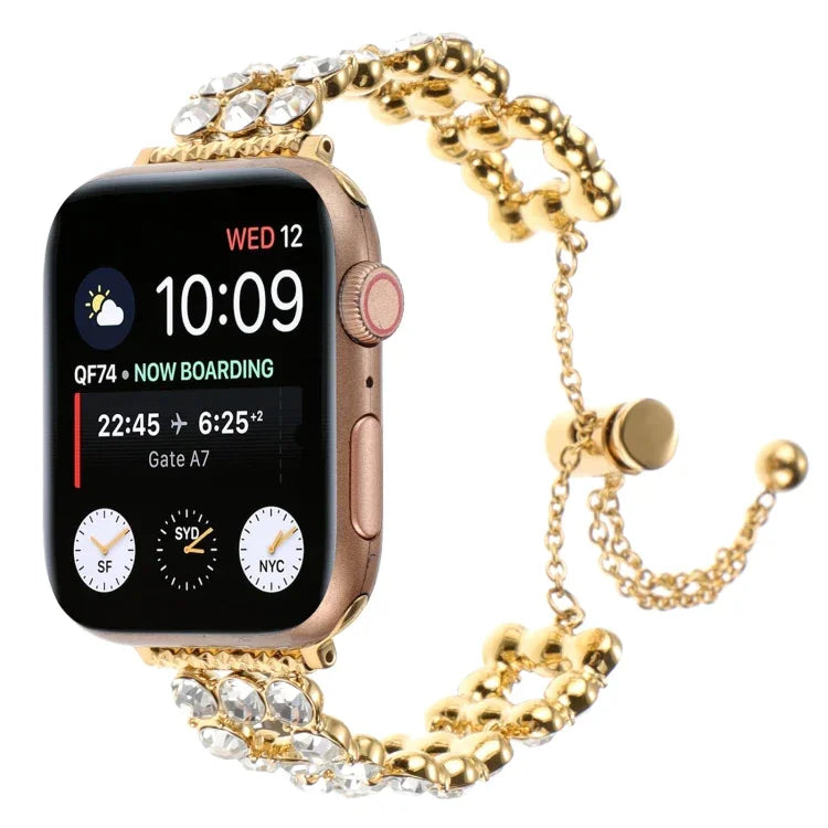 Dây đồng hồ vòng tay kim loại đính đá Rhinestone, Dành cho Apple Watch 42mm, Dành cho Apple Watch 38mm