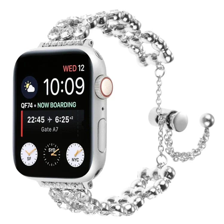 Dây đồng hồ vòng tay kim loại đính đá Rhinestone, Dành cho Apple Watch 42mm, Dành cho Apple Watch 38mm