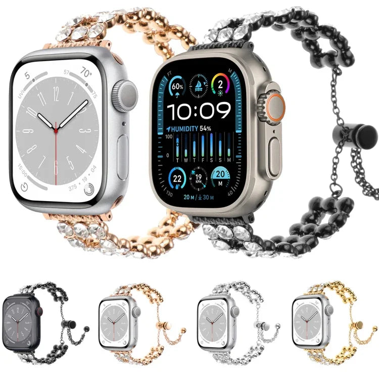 Dây đồng hồ vòng tay kim loại đính đá Rhinestone, Dành cho Apple Watch 42mm, Dành cho Apple Watch 38mm