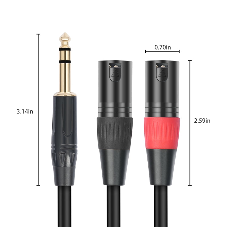 Cáp âm thanh TC145YXK108RE-10 6.35mm 1/4 TRS đầu đực sang 2 đầu XLR đực, dài 1m, 2m, 3m
