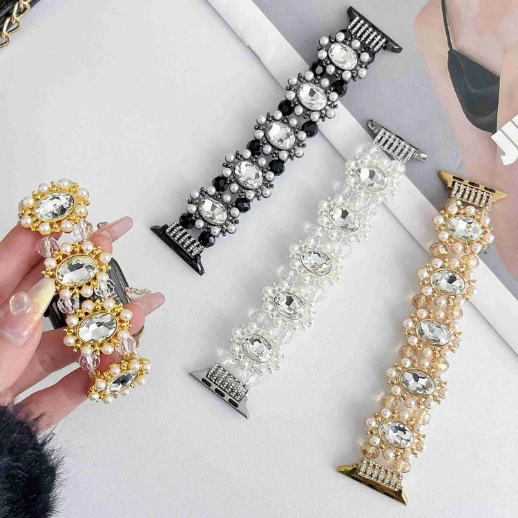 Dây đồng hồ vòng tay đá ngọc trai đính hạt, Dành cho Apple Watch 42mm, Dành cho Apple Watch 38mm