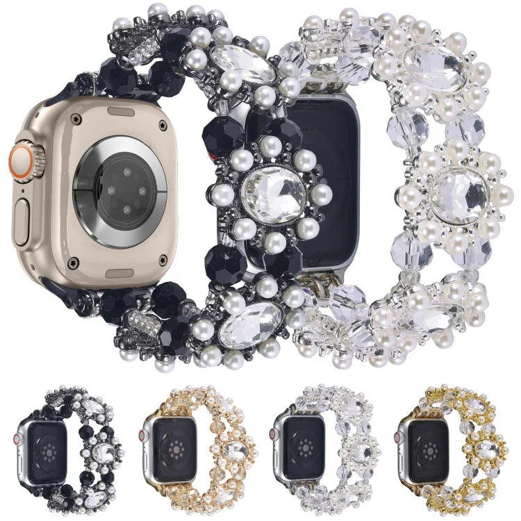 Dây đồng hồ vòng tay đá ngọc trai đính hạt, Dành cho Apple Watch 42mm, Dành cho Apple Watch 38mm