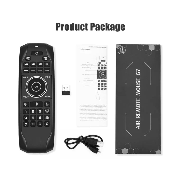 Bàn phím không dây điều khiển từ xa chuột bay G7V Pro 2.4GHz có đèn nền LED với con quay hồi chuyển cho Android TV Box / PC, Hỗ trợ giọng nói thông minh