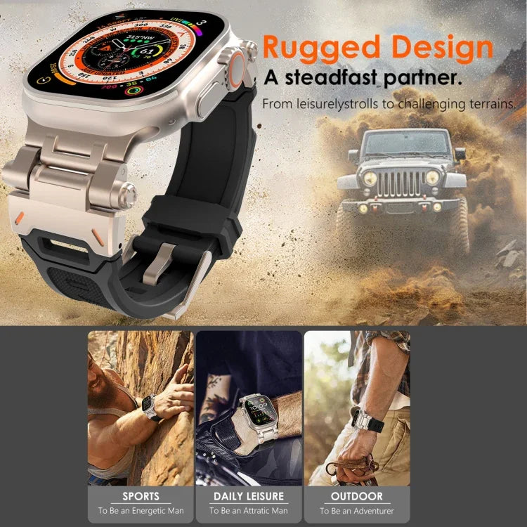 Dây đồng hồ TPU kết nối thép không gỉ, Dành cho Apple Watch Series 7 45mm, Dành cho Apple Watch SE 44mm